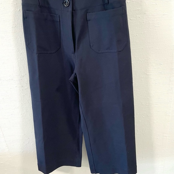Quince NEW! Navy Wide-Leg Cropped Ultra stretch Women's Pants - Picture 6 of 8